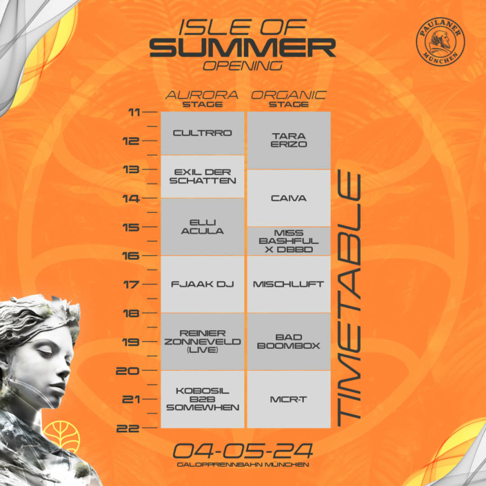Isle of Summer Opening Timetable